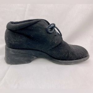 DKNY black fabric lace up booties with rubber sole